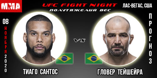Прогноз на бой Тиаго Сантос — Гловер Тейшейра. UFC Fight Night 08.11.2020.