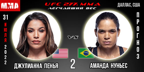 Прогноз Джулианна Пенья – Аманда Нуньес 2. UFC 277
