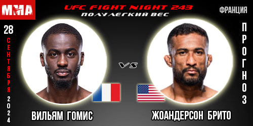 Вильям Гомис — Жоандерсон Брито. Прогноз на поединок в рамках UFC Fight Night 243